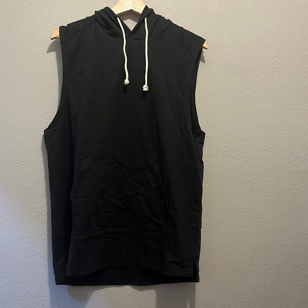 black athletic works sleeveless hoodie DriWorks